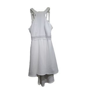 B DARLIN White Crochet Detail Hi-low Dress Size S
